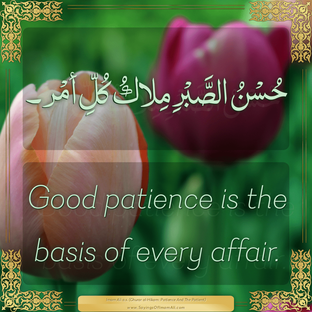 Good patience is the basis of every affair.